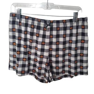 Spooky Night Black/White Pumpkin Sleep Lounge Shorts, NWOT, Large